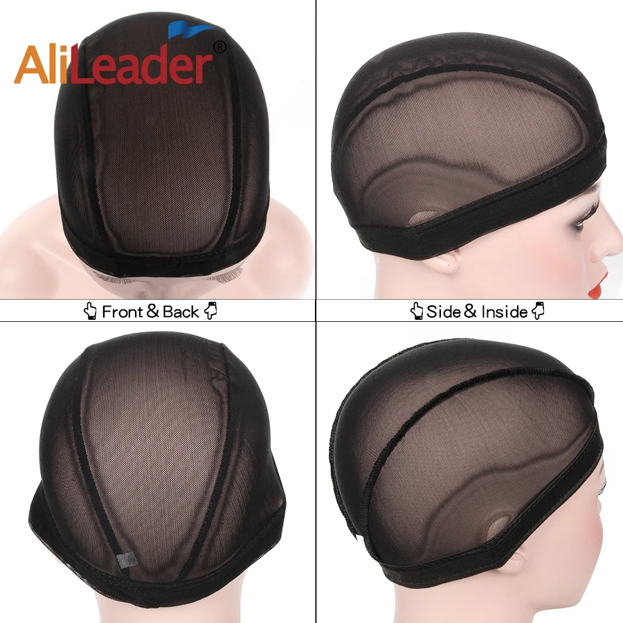 AliLeader L/M/S Cheap Elastic Mesh Dome Wig Cap for Making Human Hair Wigs Beige Black Spandex Net Glueless Hairnets Wig Liner thumbnail 3