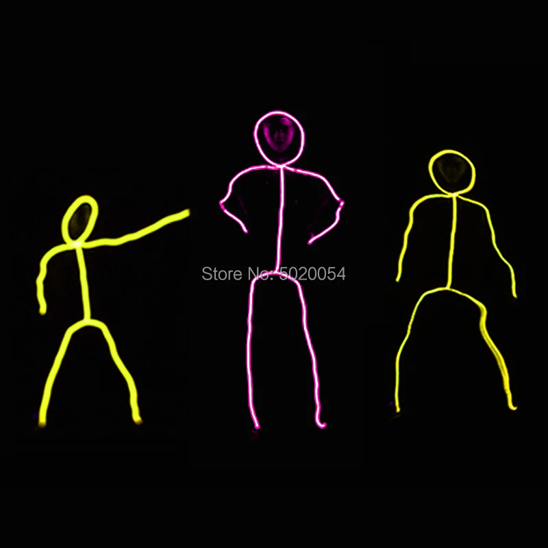 Popular Dance EL Wire Suit Clothings Light up performance costume Matchstick Men Led Costume Stage Show Costume Decoration thumbnail 4