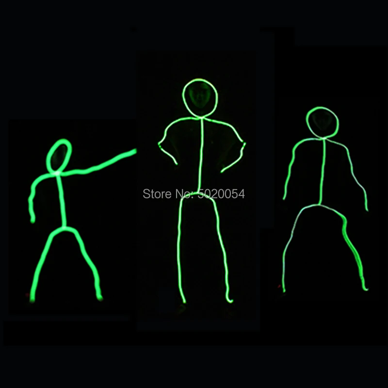 Popular Dance EL Wire Suit Clothings Light up performance costume Matchstick Men Led Costume Stage Show Costume Decoration thumbnail 2