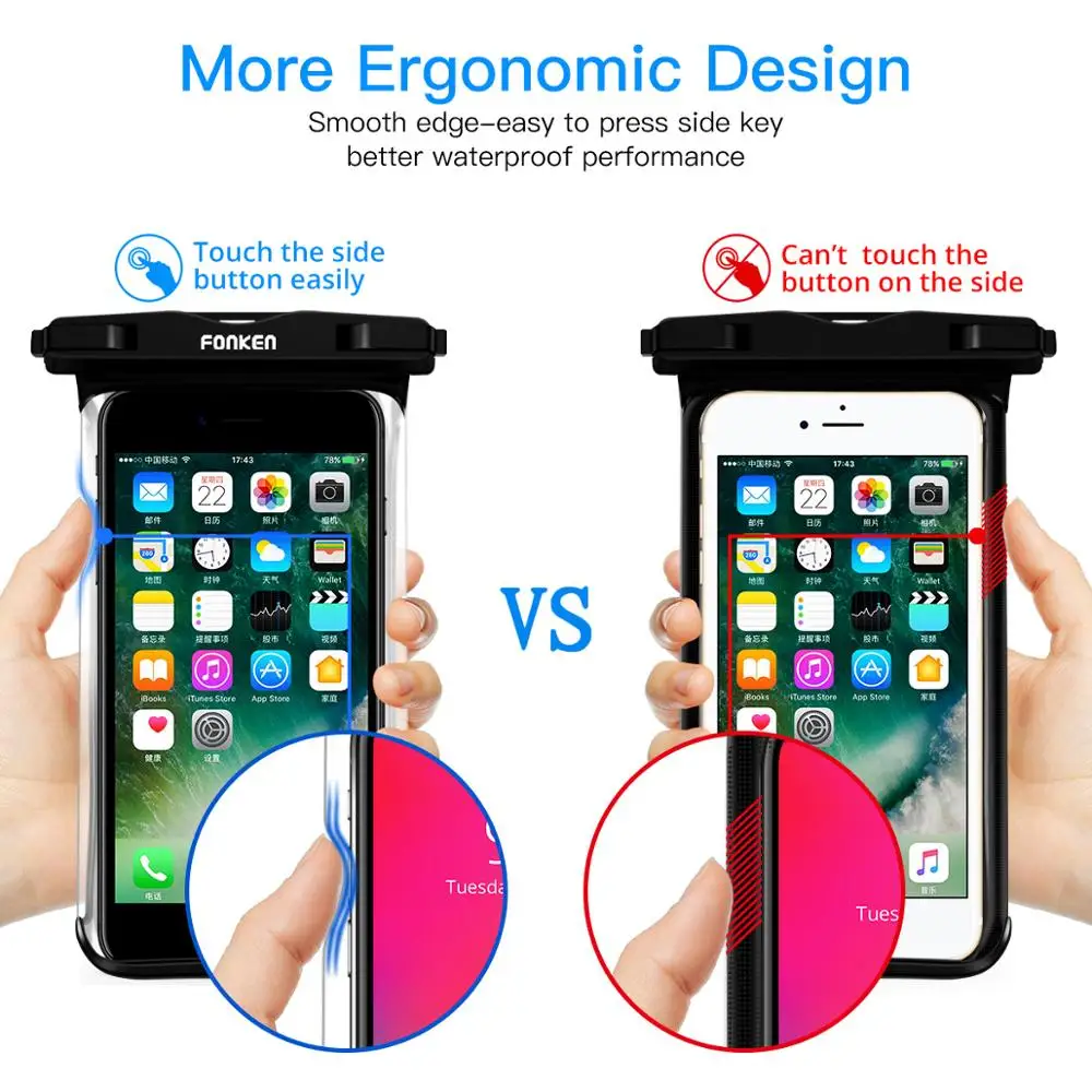 FONKEN Full View Waterproof Case for Phone Underwater Snow Rainforest Transparent Dry Bag Swimming Pouch Big Mobile Phone Covers thumbnail 3