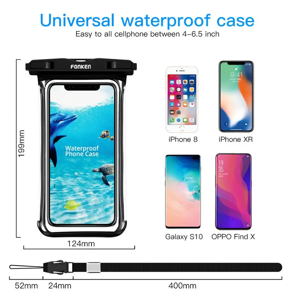 FONKEN Full View Waterproof Case for Phone Underwater Snow Rainforest Transparent Dry Bag Swimming Pouch Big Mobile Phone Covers thumbnail 5