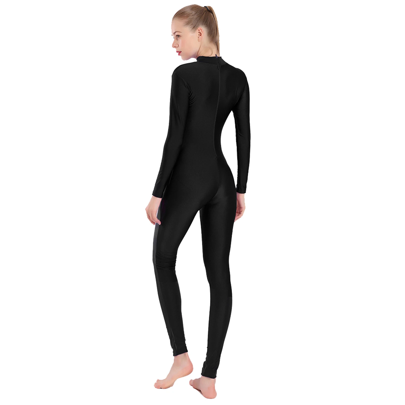 AOYLISEY Women Long Sleeve Dance Unitard Turtleneck Full Body Bodysuit Spandex Gymnastic Yoga Jumpsuits Mens Halloween Costumes thumbnail 5