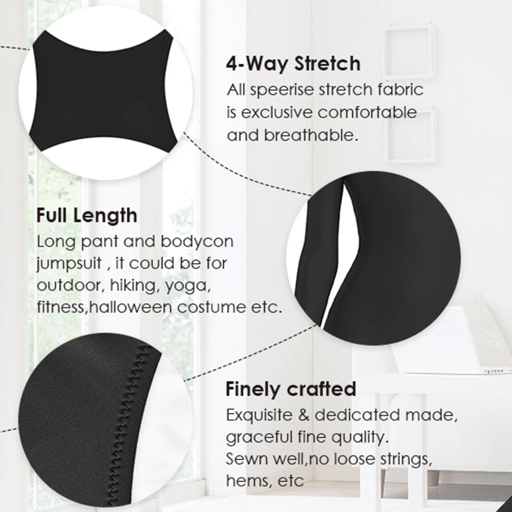AOYLISEY Women Long Sleeve Dance Unitard Turtleneck Full Body Bodysuit Spandex Gymnastic Yoga Jumpsuits Mens Halloween Costumes thumbnail 4