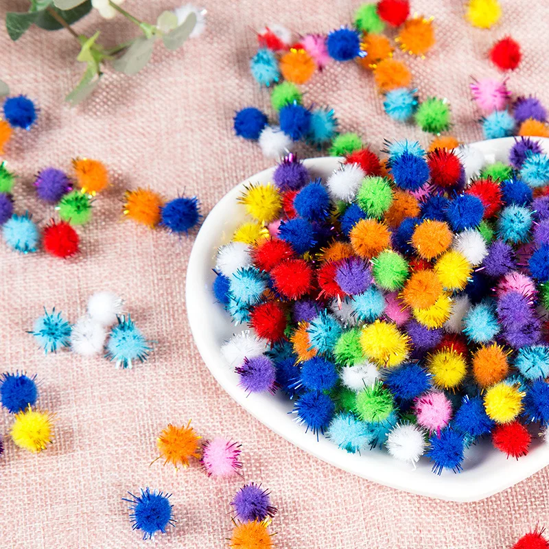 10/15/20/25/30mm Glitter Pompom Fluffy Plush Craft DIY Pom pom Fur Ball Christmas Decoration Kids Toys Dolls Accessories 100pcs thumbnail 4