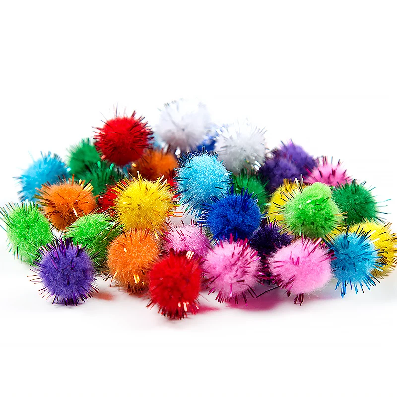 10/15/20/25/30mm Glitter Pompom Fluffy Plush Craft DIY Pom pom Fur Ball Christmas Decoration Kids Toys Dolls Accessories 100pcs thumbnail 2