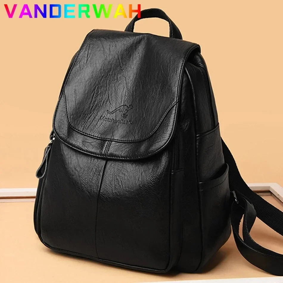 Genuine Women Soft Leather Backpack Fashion Female Shoulder Bag Sac a Dos Ladies Bagpack Mochilas School Bags For Teenage Girls thumbnail 2