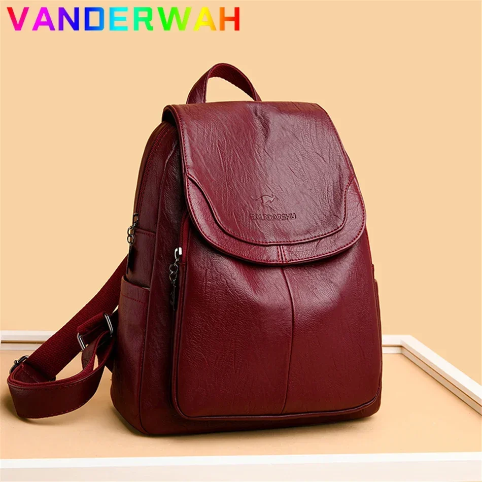 Genuine Women Soft Leather Backpack Fashion Female Shoulder Bag Sac a Dos Ladies Bagpack Mochilas School Bags For Teenage Girls thumbnail 3