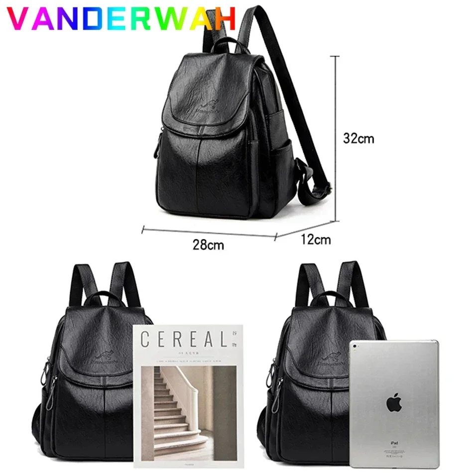 Genuine Women Soft Leather Backpack Fashion Female Shoulder Bag Sac a Dos Ladies Bagpack Mochilas School Bags For Teenage Girls thumbnail 5