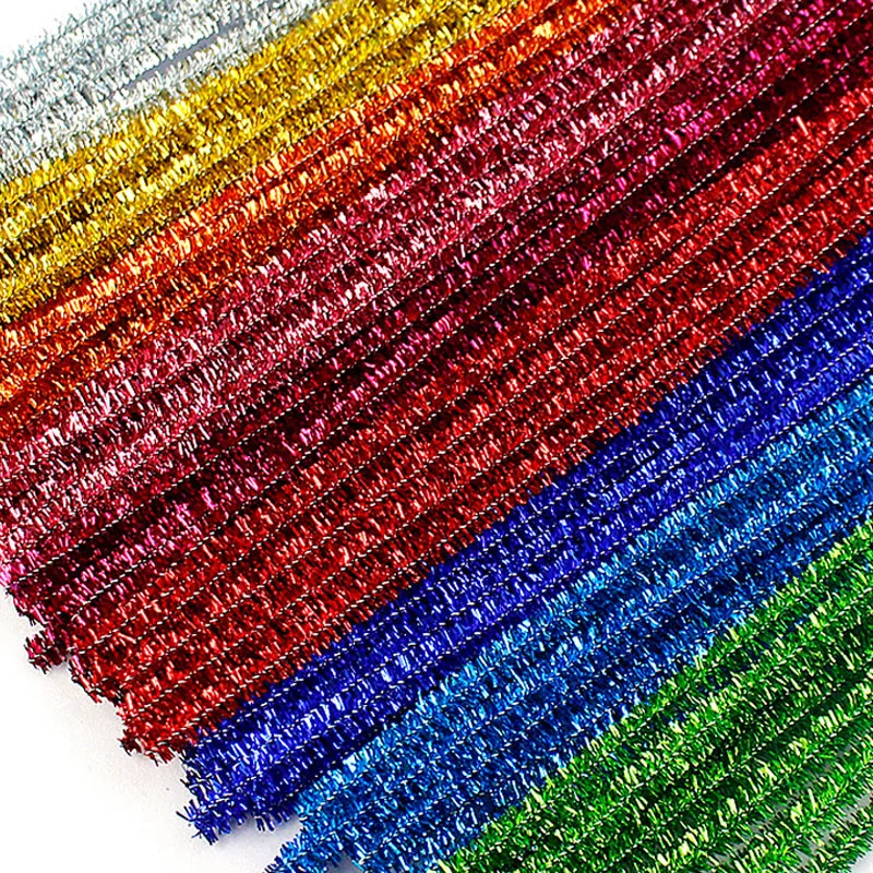 50/100Pcs 30cm Glitter Chenille Stems Pipe Cleaners Kids Educational Toys Colorful Pipe Cleaner Toys Handmade DIY Craft Supplies thumbnail 2