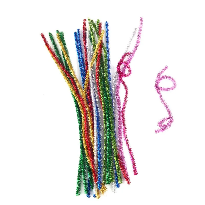 50/100Pcs 30cm Glitter Chenille Stems Pipe Cleaners Kids Educational Toys Colorful Pipe Cleaner Toys Handmade DIY Craft Supplies thumbnail 4