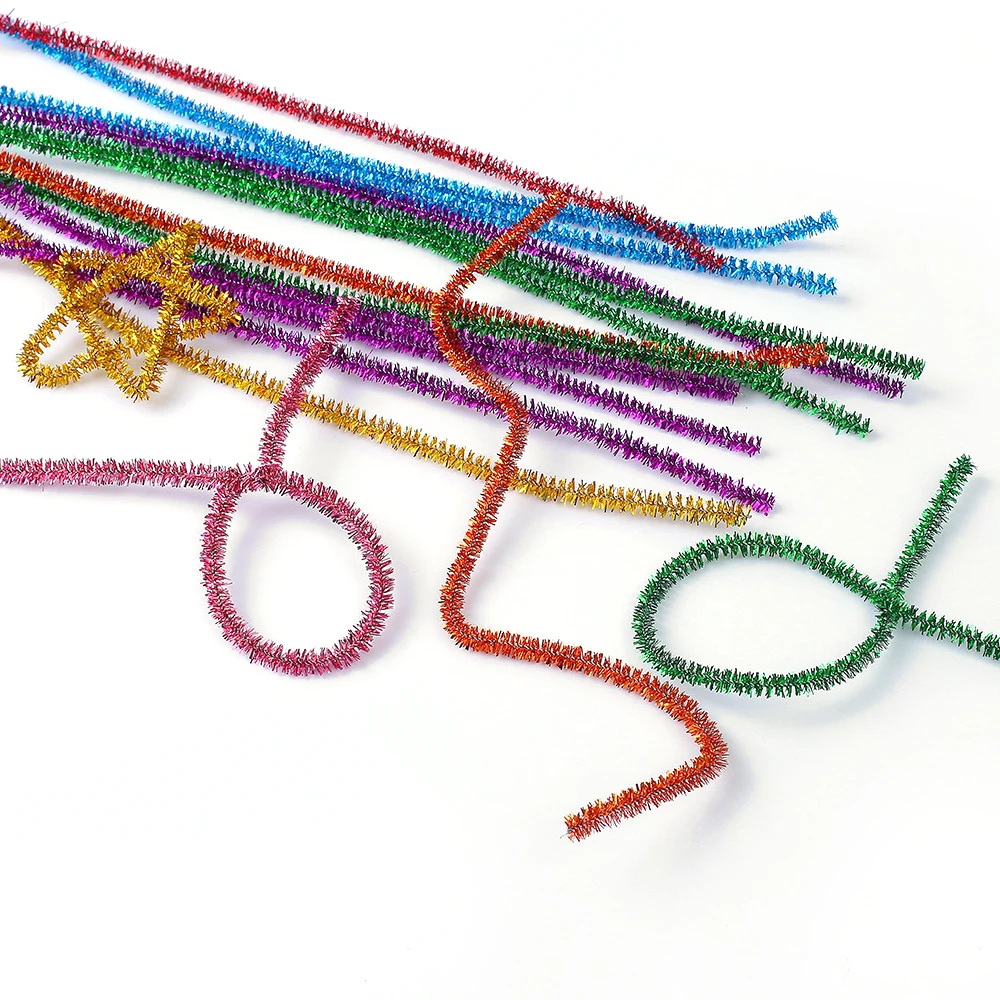 50/100Pcs 30cm Glitter Chenille Stems Pipe Cleaners Kids Educational Toys Colorful Pipe Cleaner Toys Handmade DIY Craft Supplies thumbnail 5