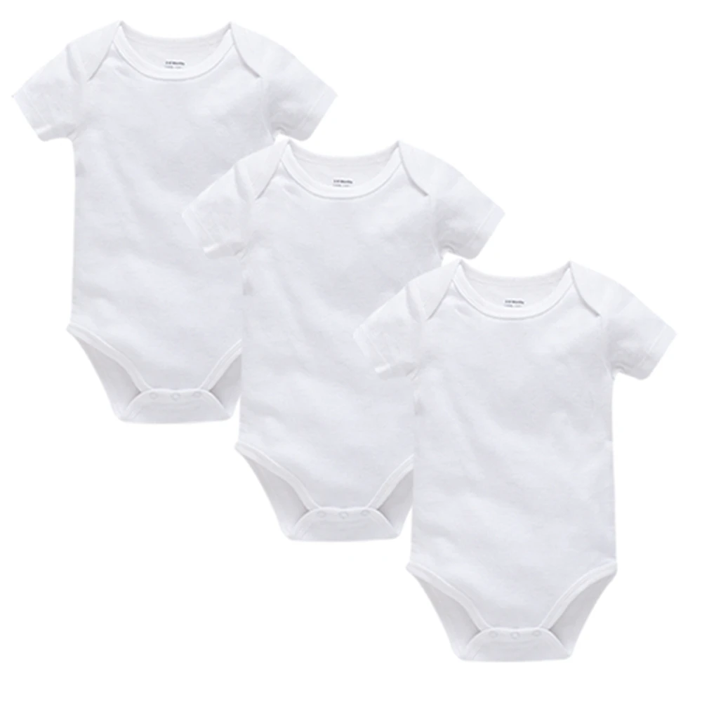Kavkas 3PCS 5PCS Baby Boys Girls Clothes Solid White Short Sleeve Cotton Baby Bodysuits body bebe 0-24 months Newborn Jumpsuit thumbnail 6
