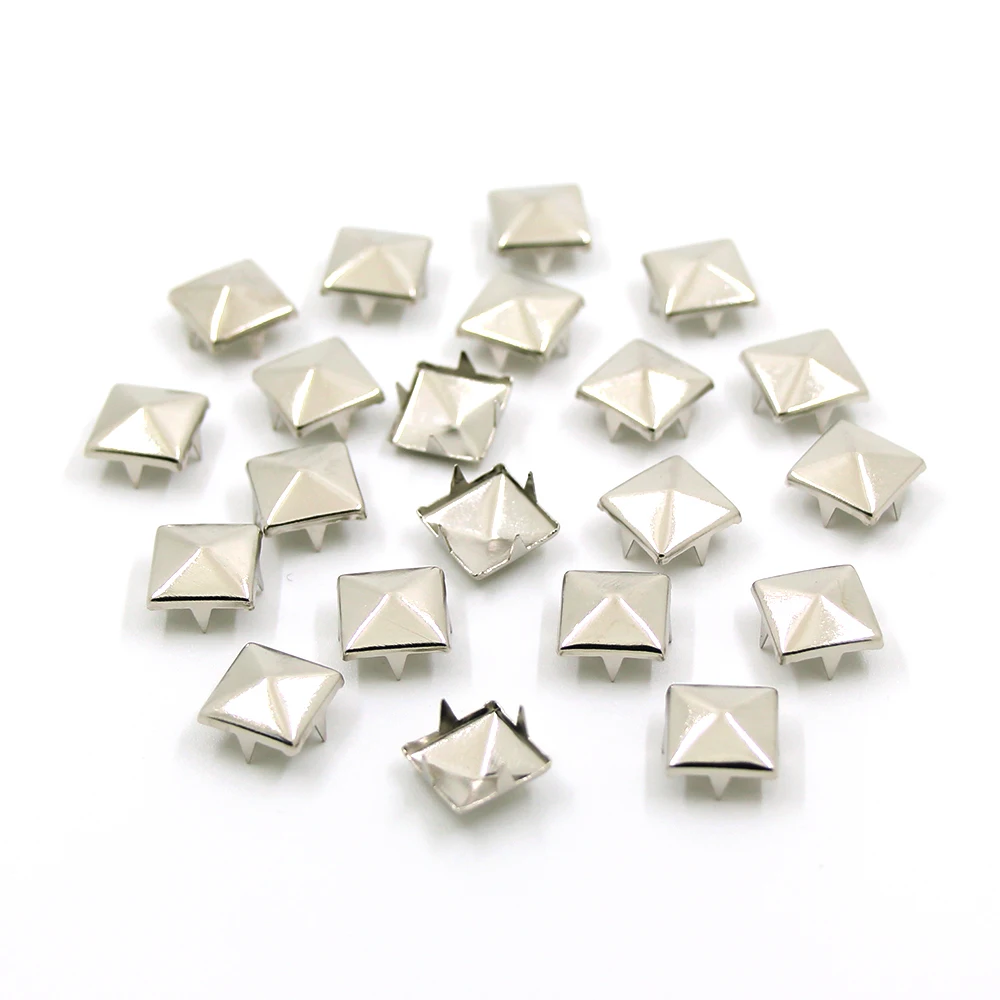 6/7/8/9/10/12MM Metal Spikes 100Pcs Square Studs Rivets Punk Rock Leather Craft Four Claw Rivets On Clothes Shoes Bracelets thumbnail 4