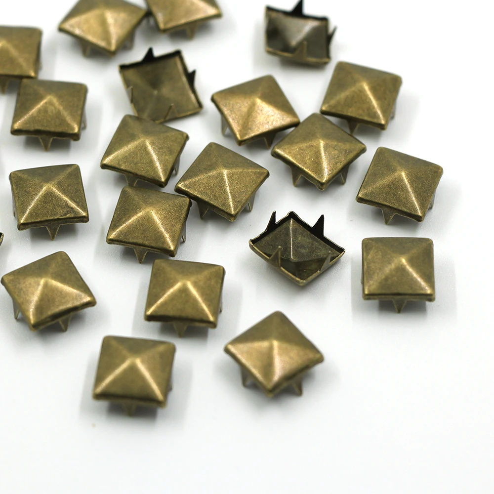 6/7/8/9/10/12MM Metal Spikes 100Pcs Square Studs Rivets Punk Rock Leather Craft Four Claw Rivets On Clothes Shoes Bracelets thumbnail 6