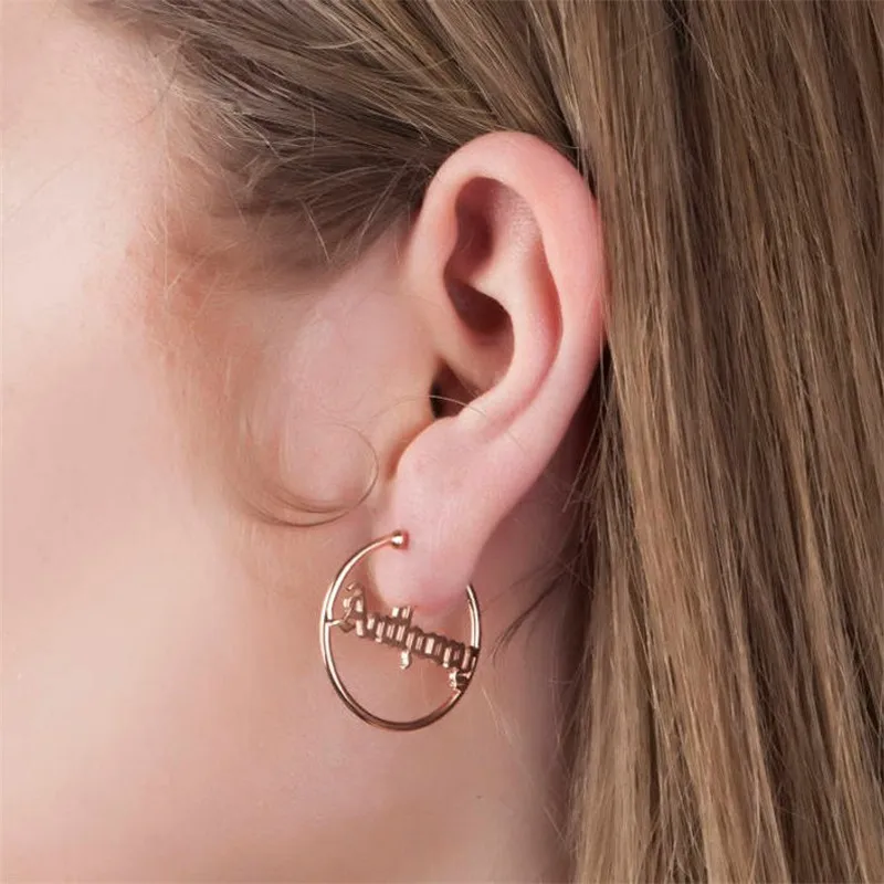 30-70mm Custom Name Earrings For Women Personalized Big Hoop Stainless Steel Earrings 2026 Trend Minimalist Customized Jewelry thumbnail 2
