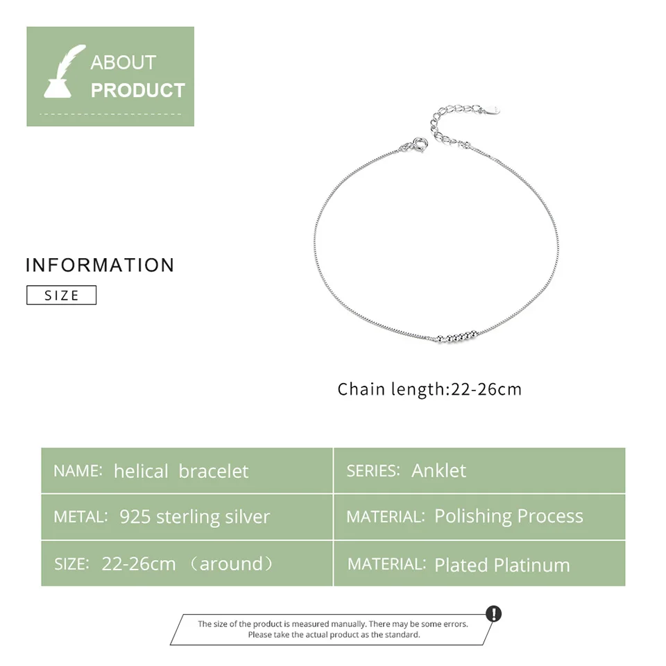 Bamoer Silver Small Beads Anklets for Women Beaded Summer Sterling Silver 925 Foot Jewelry Fashion Style Leg Bracelet SCT007 thumbnail 5