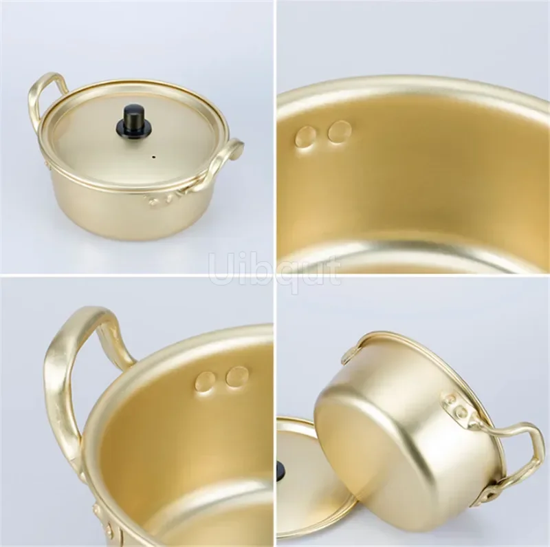 Korean Style Ramen Noodles gold Pot Aluminum Soup hot Pot Oxidized Coating Noodles Mike Egg Soup Cooking golden Kitchen Cookware thumbnail 4