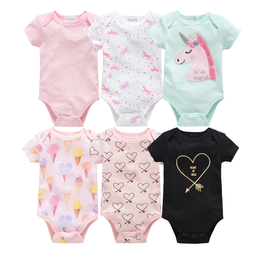 Kavkas Baby Girls Bodysuits 6/3 pcs/lot Summer Cotton Baby Clothes Short Sleeve Newborn body bebe 0-3 months Infant Clothing thumbnail 4
