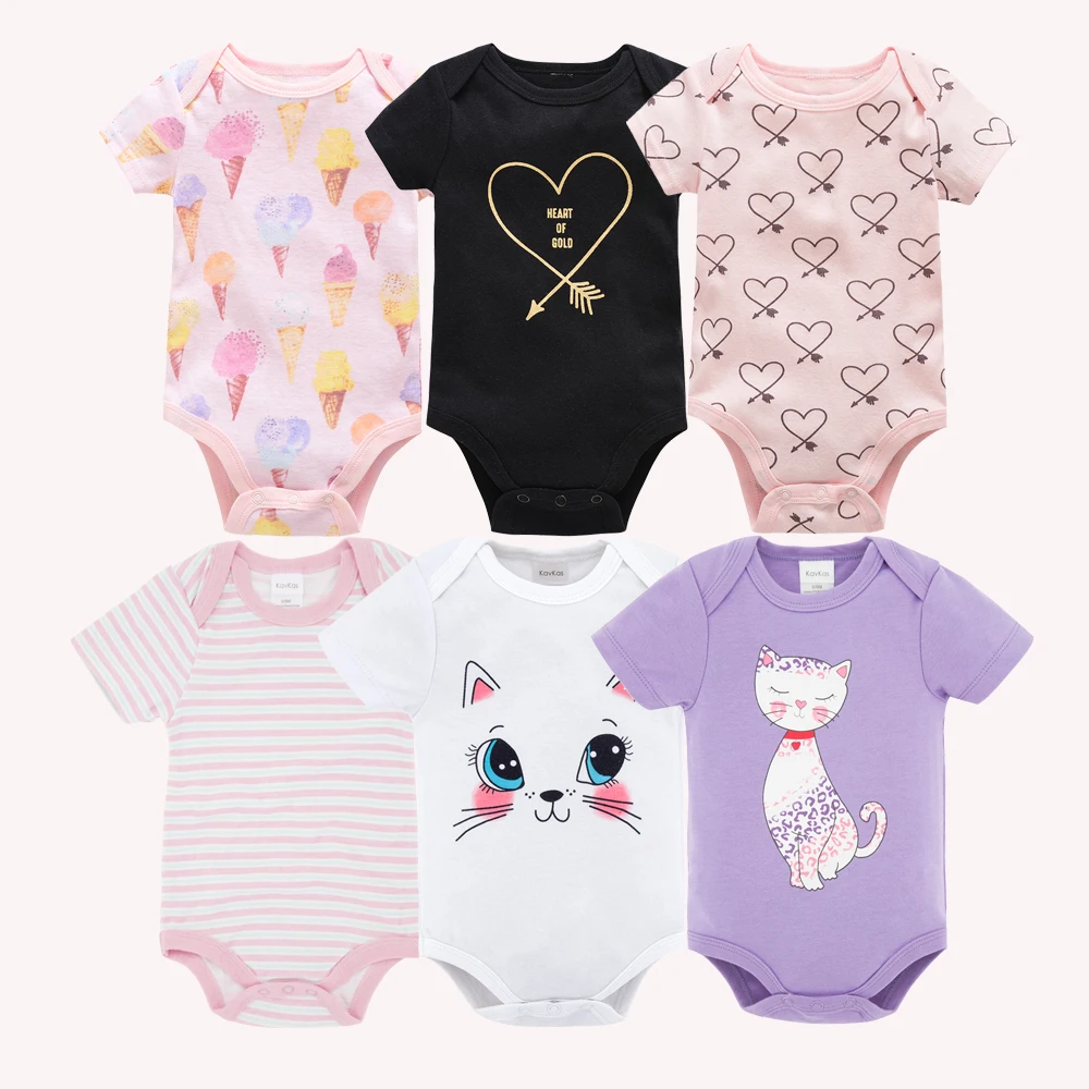 Kavkas Baby Girls Bodysuits 6/3 pcs/lot Summer Cotton Baby Clothes Short Sleeve Newborn body bebe 0-3 months Infant Clothing thumbnail 3