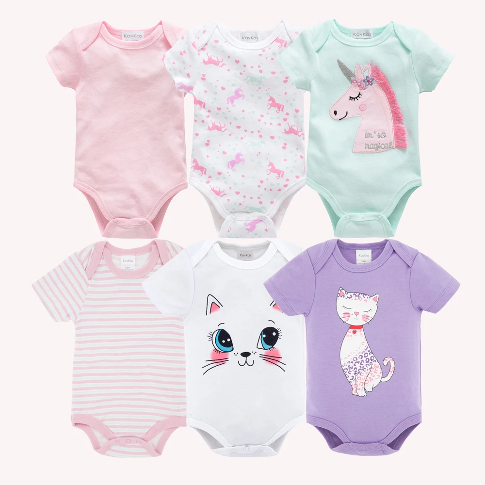 Kavkas Baby Girls Bodysuits 6/3 pcs/lot Summer Cotton Baby Clothes Short Sleeve Newborn body bebe 0-3 months Infant Clothing thumbnail 2