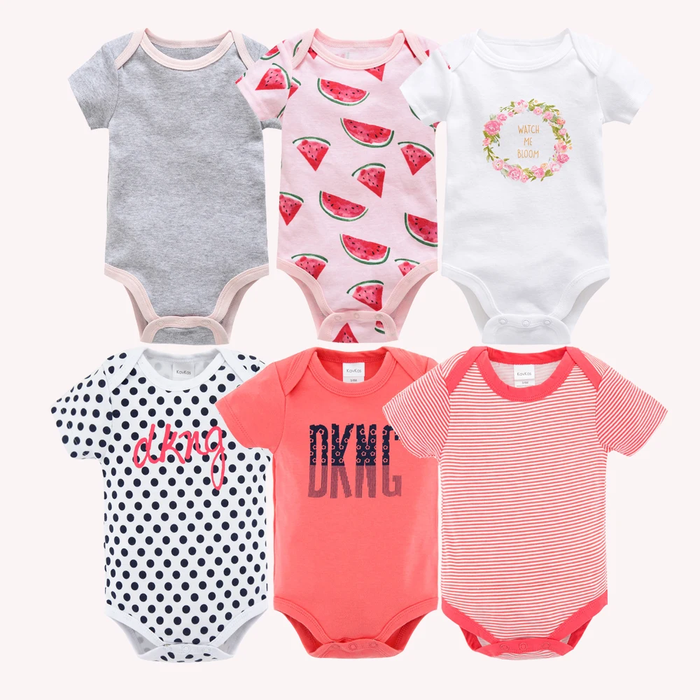 Kavkas Baby Girls Bodysuits 6/3 pcs/lot Summer Cotton Baby Clothes Short Sleeve Newborn body bebe 0-3 months Infant Clothing thumbnail 6