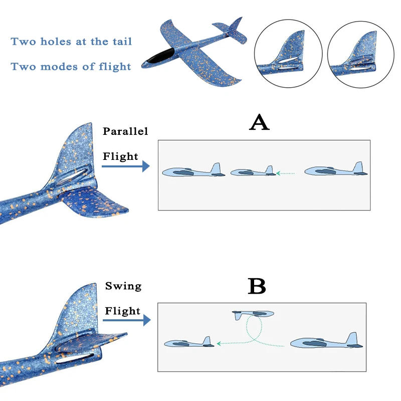 48cm Large EVA Foam Aircraft Toy Hand Throw Flight Glider Aircraft Airplane DIY Model Toy Throwing Roundabout Airplane Kid Gifts thumbnail 4