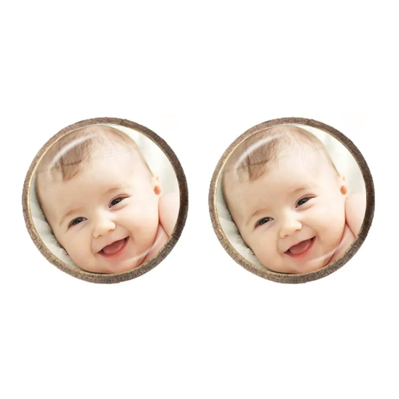 Personalized Custom Earrings Photo Mum Dad Baby Children Grandpa Parents Custom LOGO Designed Photo Ear Studs For Anniversary thumbnail 2