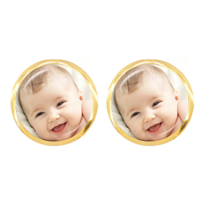 Personalized Custom Earrings Photo Mum Dad Baby Children Grandpa Parents Custom LOGO Designed Photo Ear Studs For Anniversary thumbnail 3