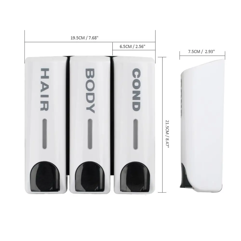 Single/Double/Triple 350ml Soap Dispenser Wall-mount Shower Bath Shampoo Dispenser Liquid Soap Container Bathroom Accessories thumbnail 5