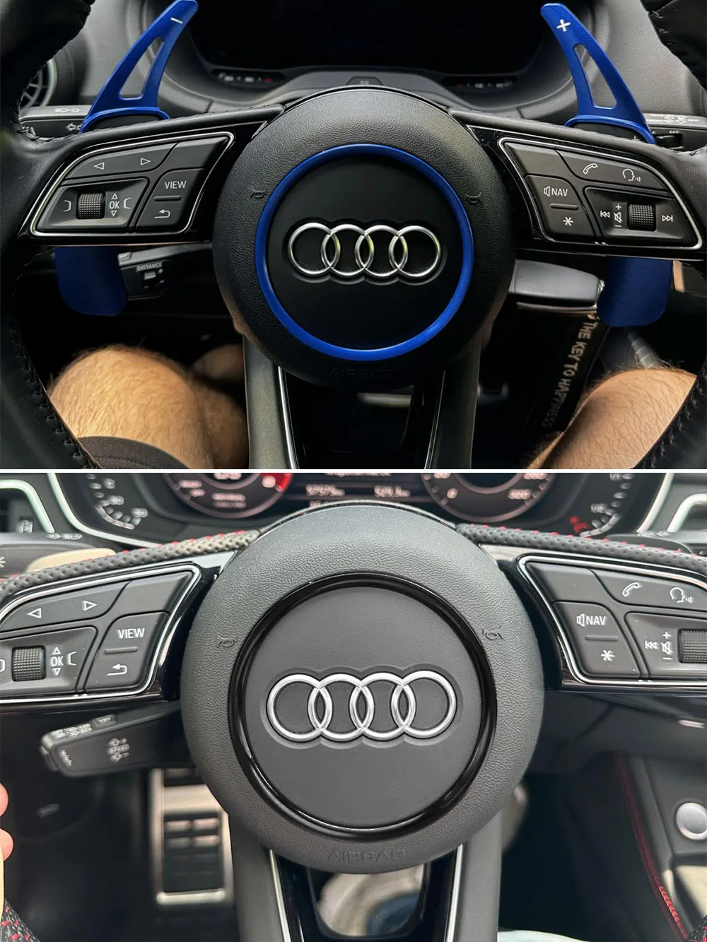 For Audi TT 8J MK3 A1 A3 S3 8V A4 B8 A5 8K 8T A6 S6 C7 S5 RS4 Q2 Sportback Car Steering Decorate Ring Sticker Trim Cover Styling thumbnail 5