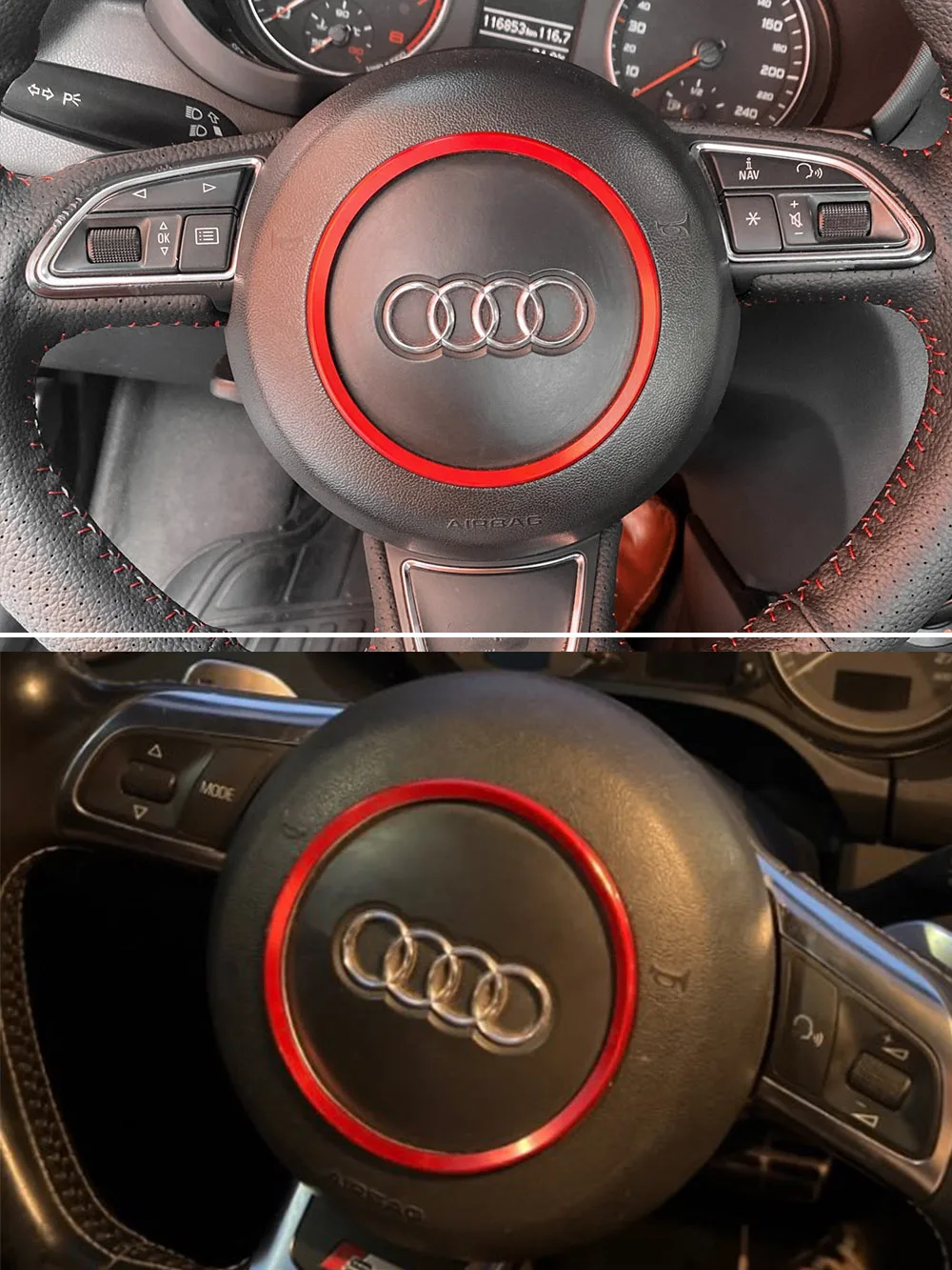 For Audi TT 8J MK3 A1 A3 S3 8V A4 B8 A5 8K 8T A6 S6 C7 S5 RS4 Q2 Sportback Car Steering Decorate Ring Sticker Trim Cover Styling thumbnail 4