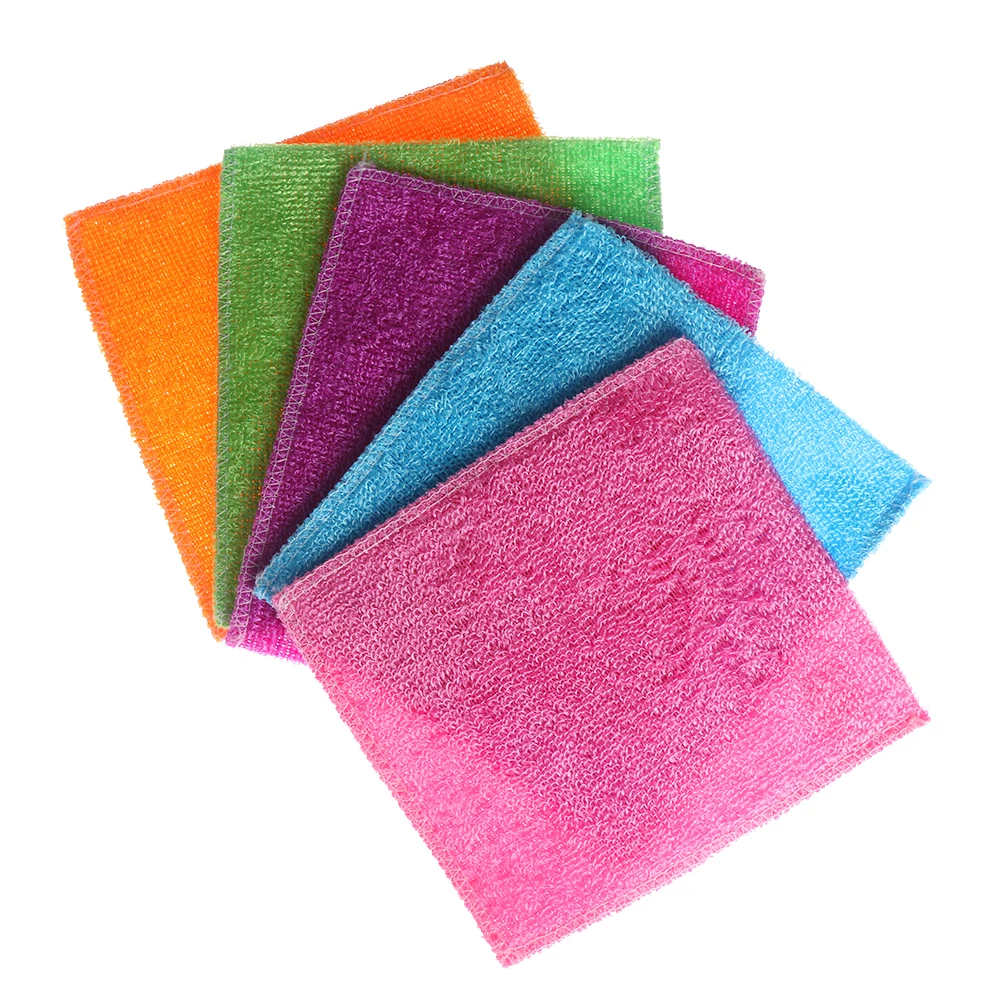 1PC Soft Multi-color Anti-grease Bamboo Fiber Cleaning Rags Washing Towel Dish Cloth Household Kitchen Dinning Accessory Tools thumbnail 3