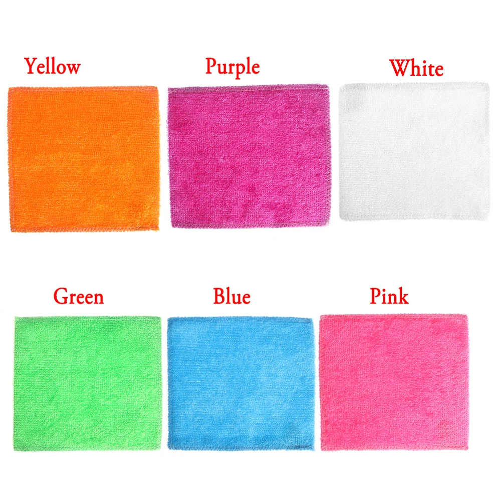 1PC Soft Multi-color Anti-grease Bamboo Fiber Cleaning Rags Washing Towel Dish Cloth Household Kitchen Dinning Accessory Tools thumbnail 4