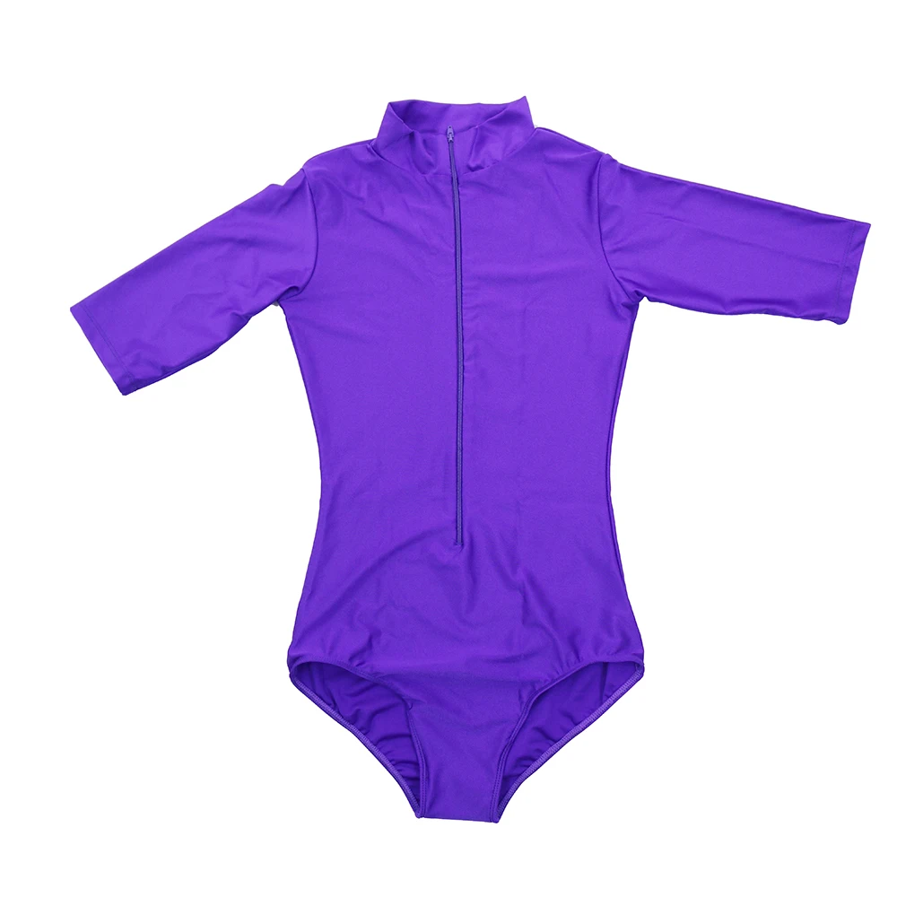 AOYLISEY Women Ballet Dance Leotards 1/2 Long-sleeved Black Gymnastics Workout Bodysuits High Neck Romper Yoga Class Costumes thumbnail 5