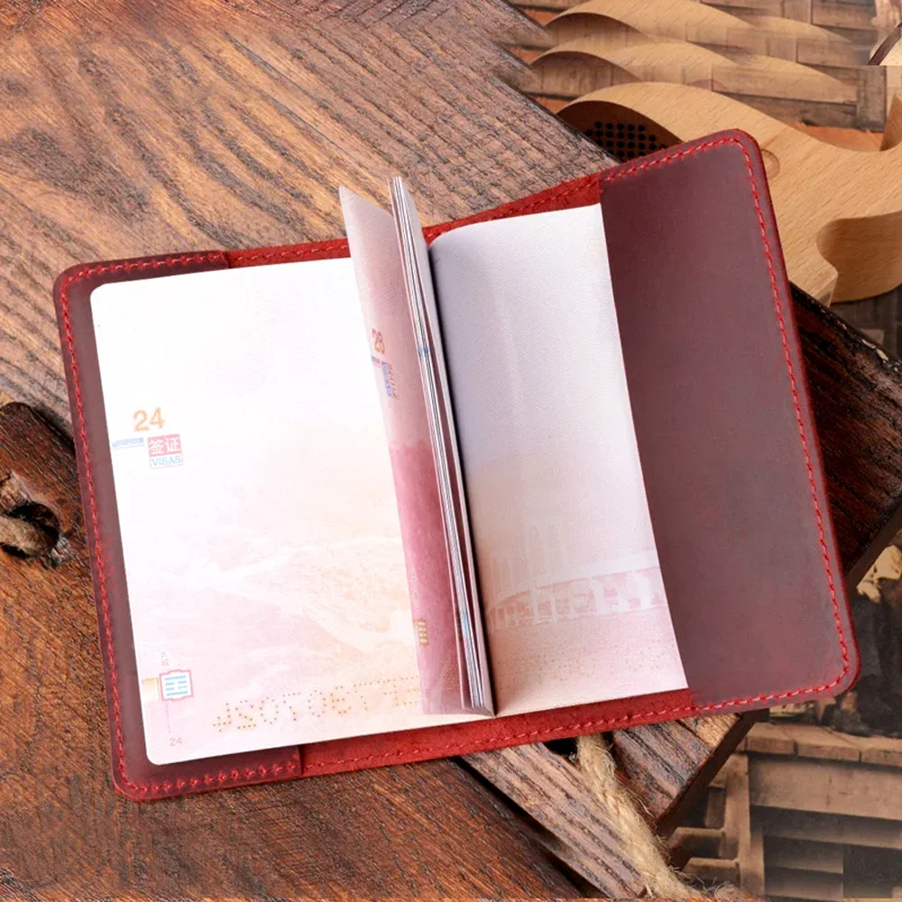 Genuine Leather old style British Passport Cover UK Passport Holder Travel Wallet Men Retro Cover on The Passport thumbnail 5