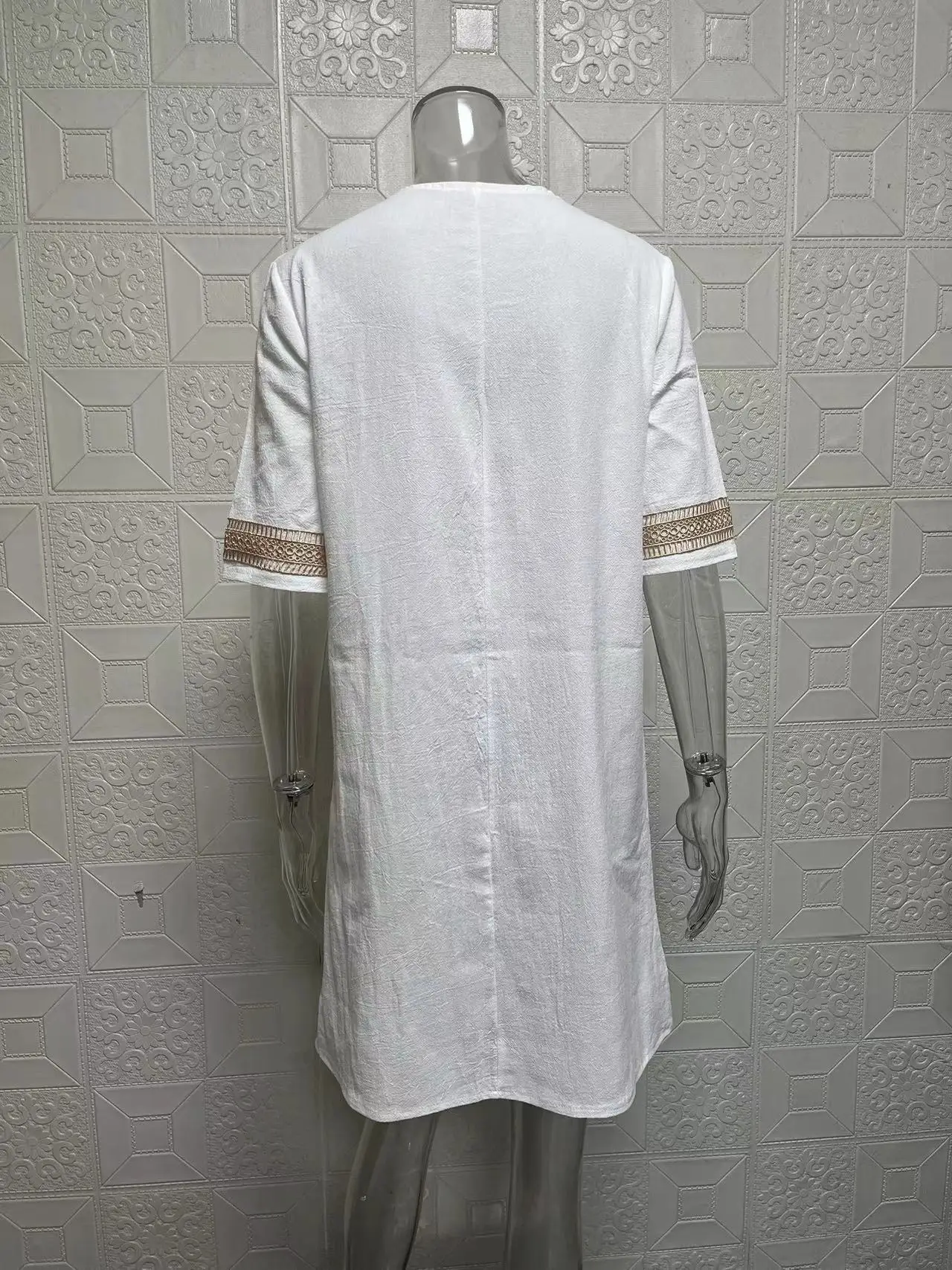 Customizable Women Dress Summer Sexy V-neck Casual Solid Dress thumbnail 6