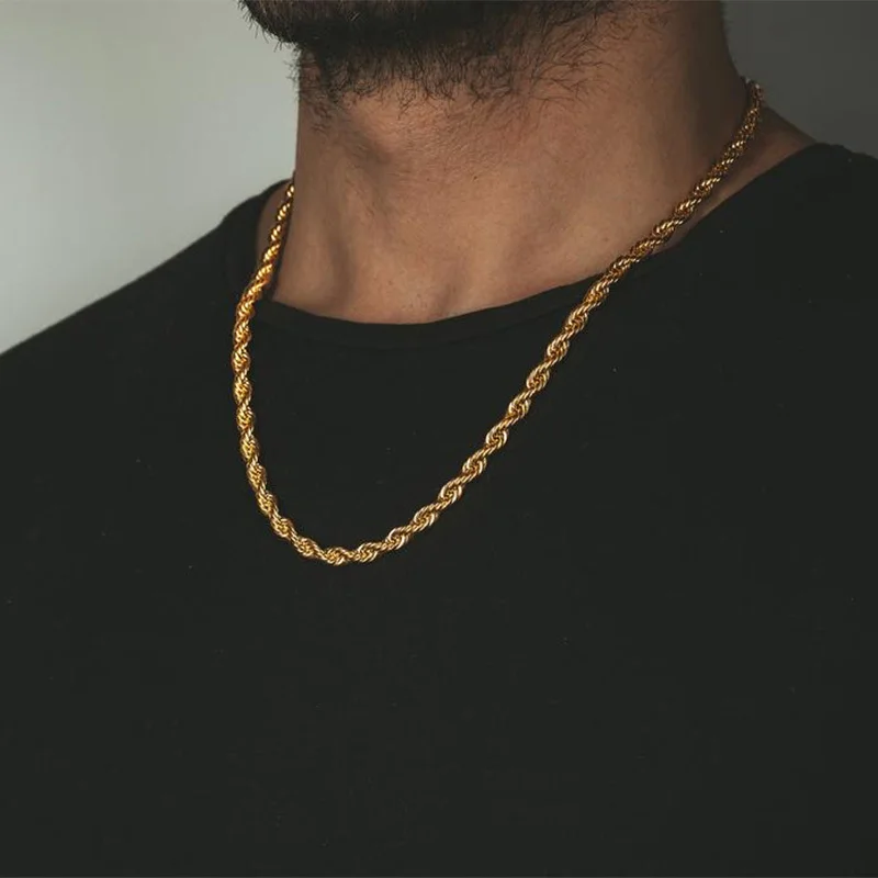 Vnox Cuban Chain Necklace for Men Women,Basic Punk Stainless Steel Curb Link Chain Chokers,Vintage Gold Color Solid Metal Collar thumbnail 4