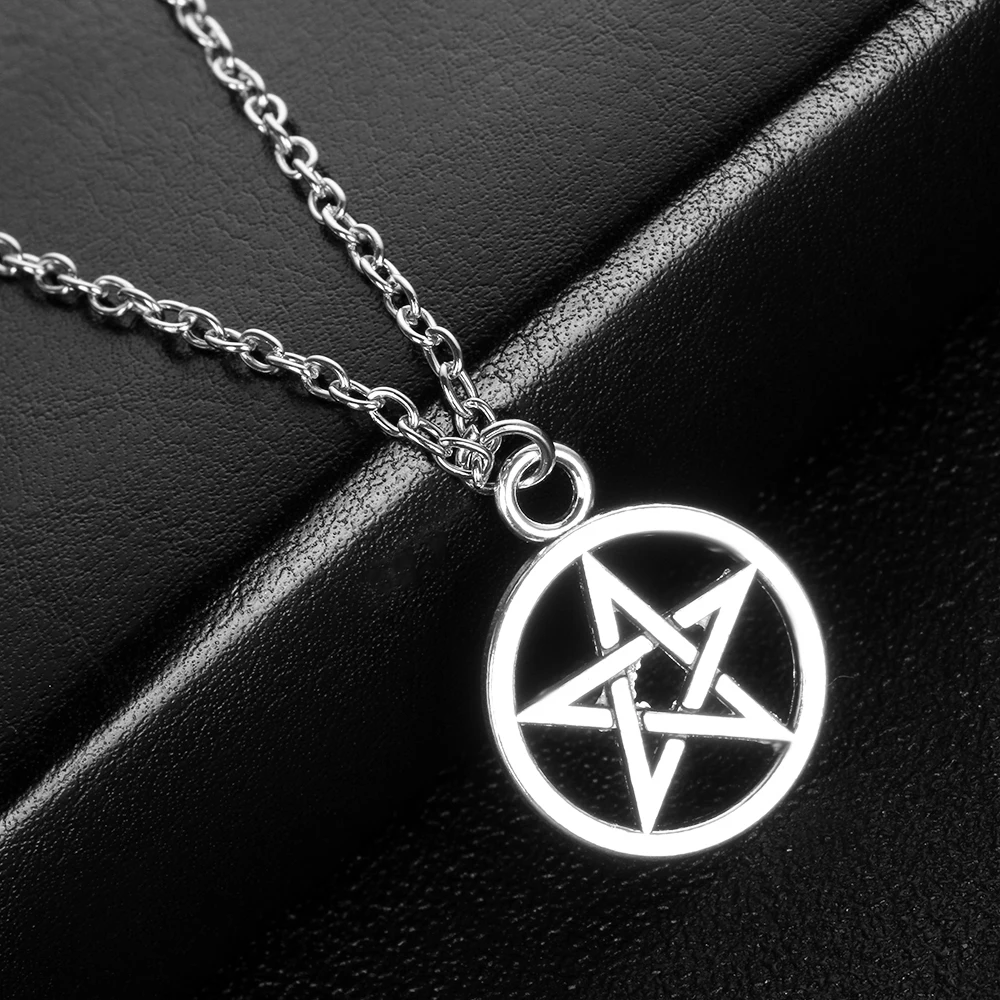 1PC Men Women Fashion Black Butler Pentagram Pendant Necklace Retro Vintage Lucifer Satan Sign Jewelry Accessories thumbnail 5