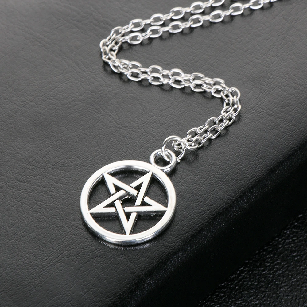 1PC Men Women Fashion Black Butler Pentagram Pendant Necklace Retro Vintage Lucifer Satan Sign Jewelry Accessories thumbnail 4