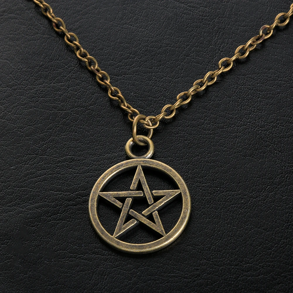 1PC Men Women Fashion Black Butler Pentagram Pendant Necklace Retro Vintage Lucifer Satan Sign Jewelry Accessories thumbnail 3