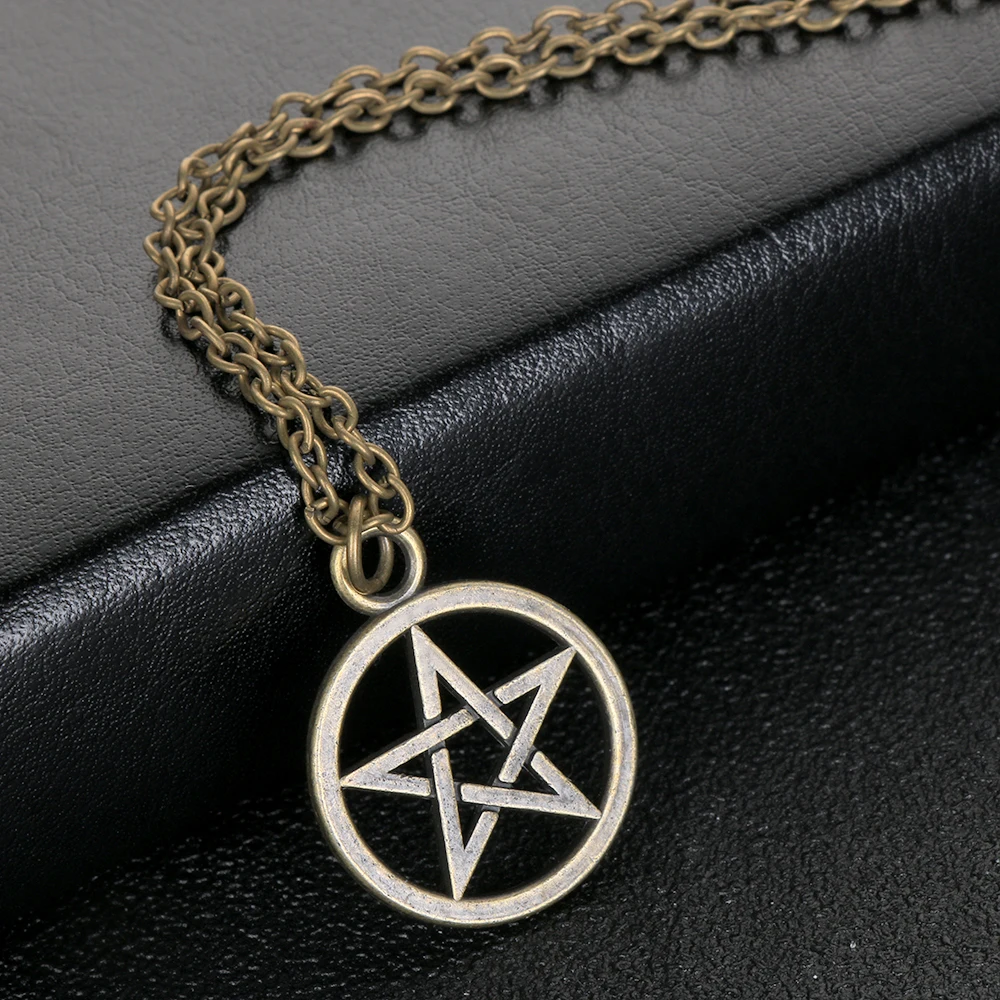 1PC Men Women Fashion Black Butler Pentagram Pendant Necklace Retro Vintage Lucifer Satan Sign Jewelry Accessories thumbnail 2