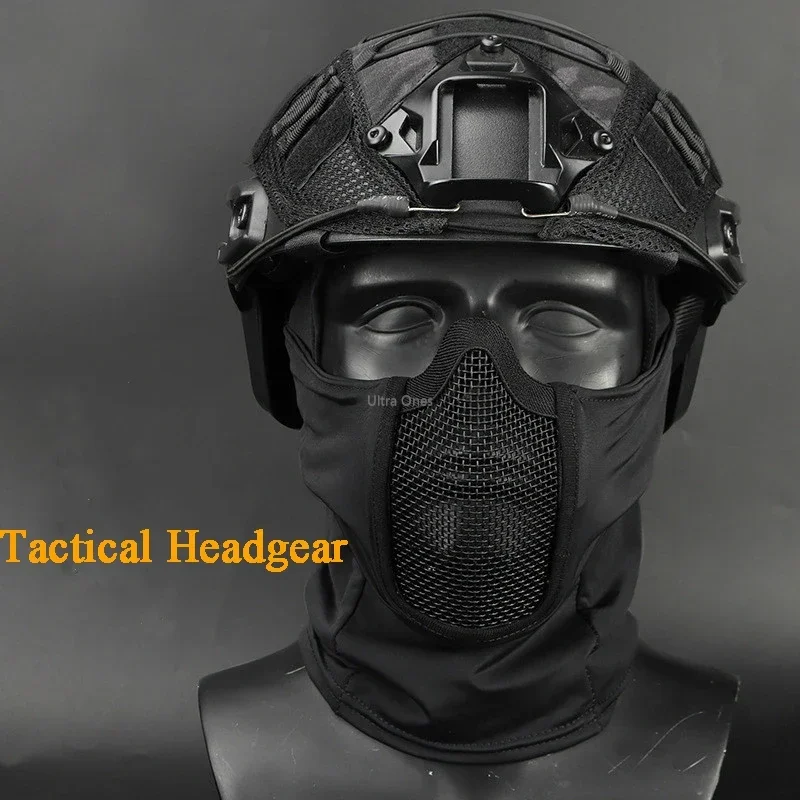 Tactical Full Face Steel Mesh Mask Hunting Airsoft Paintball Mask Headgear CS Game Motorcycle Shooting Cycling Protective Masks thumbnail 2