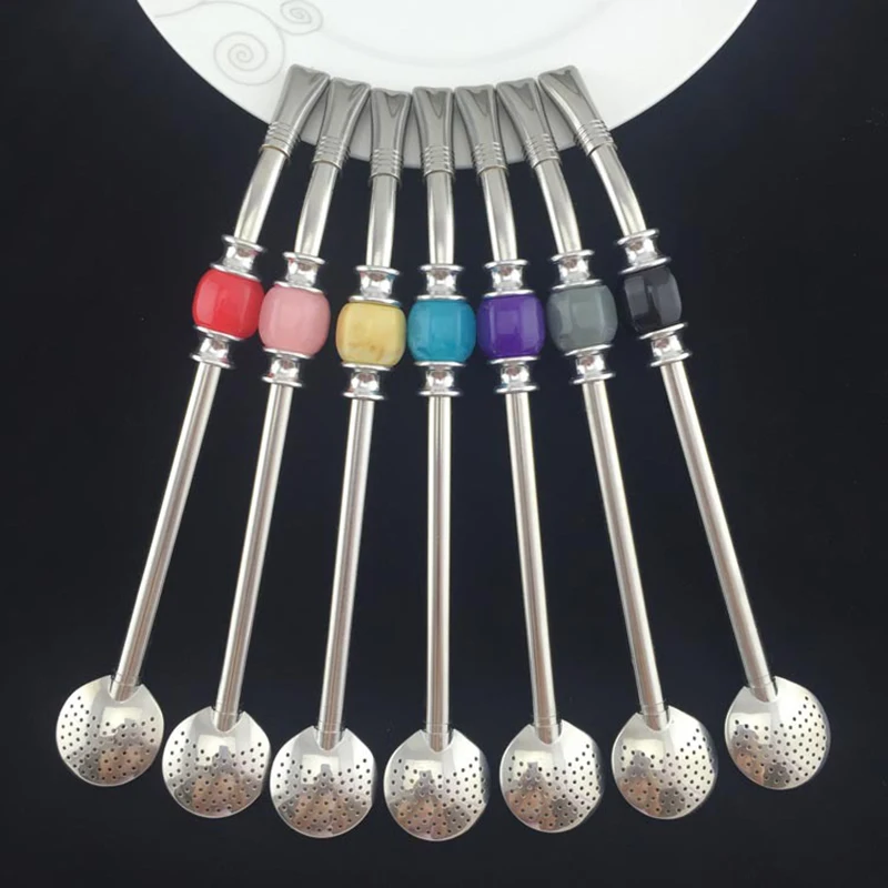 Stainless Steel Drinking Straw Spoon Tea Filter Yerba Mate Tea Straws Bombilla Gourd Reusable Coffee Tea Tools Washable Tea Tool thumbnail 3