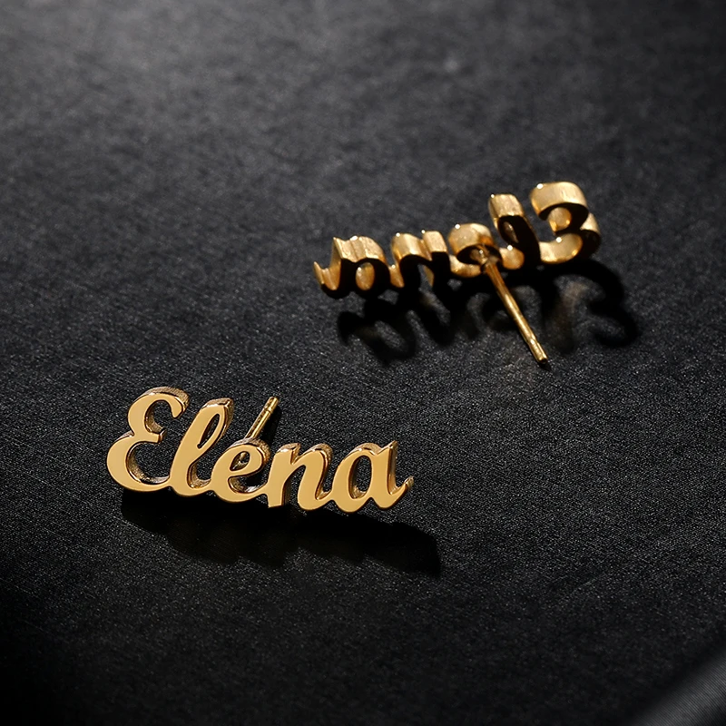 1 Pair Custom Name Earrings For Women Personalized Stainless Steel Initial Letter Nameplate Stud Earring Christmas Jewelry Gift thumbnail 4
