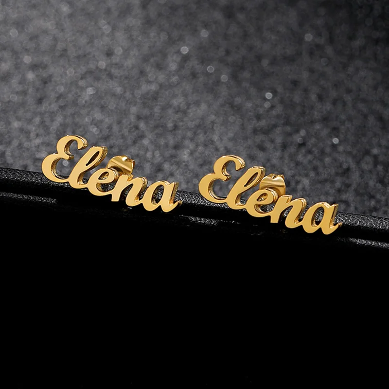 1 Pair Custom Name Earrings For Women Personalized Stainless Steel Initial Letter Nameplate Stud Earring Christmas Jewelry Gift thumbnail 2