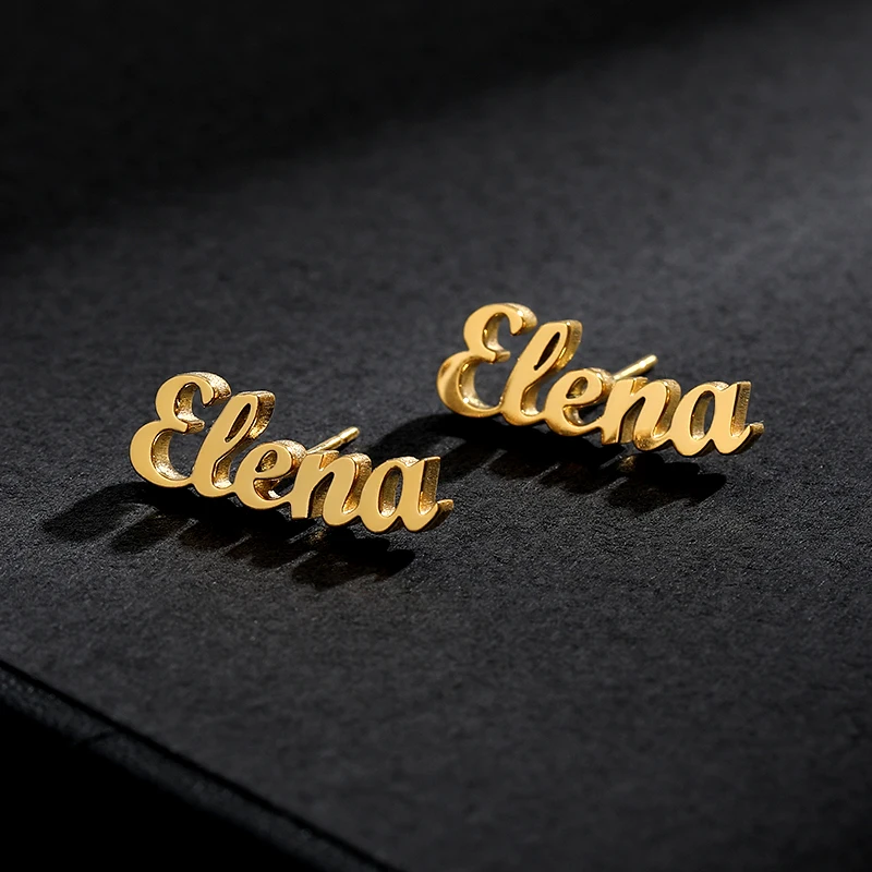 1 Pair Custom Name Earrings For Women Personalized Stainless Steel Initial Letter Nameplate Stud Earring Christmas Jewelry Gift thumbnail 3