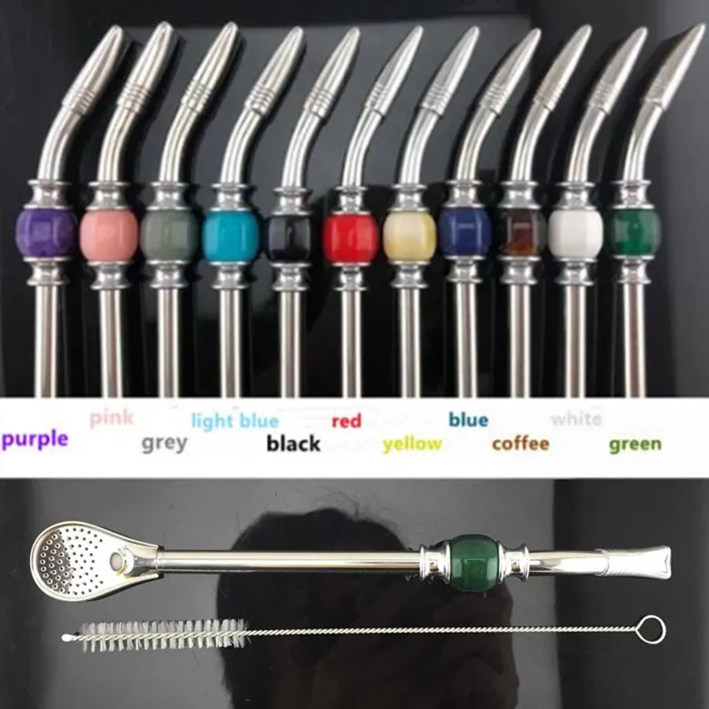 Washable Drinking Straw Spoon Tea Filter Yerba Mate With Cleaning Brush Tea Straws Bombilla Gourd Reusable Coffee Tea Tools thumbnail 2