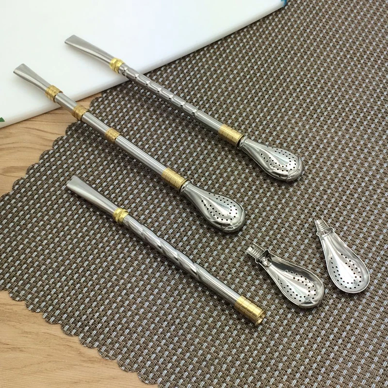 Tea Filter Yerba Mate Stainless Steel Tea Straws Bombilla Gourd Reusable Tea Tools Drinking Straw Spoon Washable Coffee Tea Tool thumbnail 3