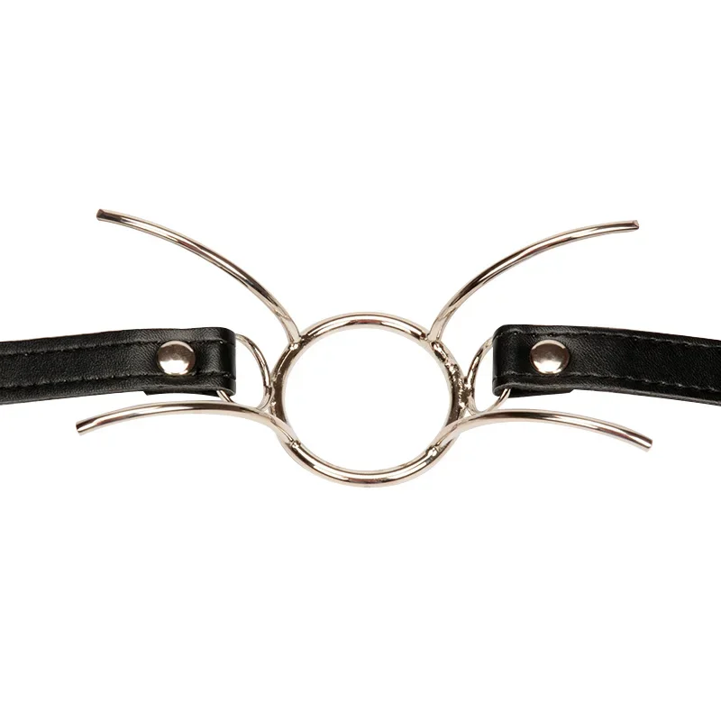 BDSM Stainless Steel Ring Ball Gags Breathable Mouth Gag Fetish Lock for women men Leather Oral Fixation Flirting Sex Toys thumbnail 6
