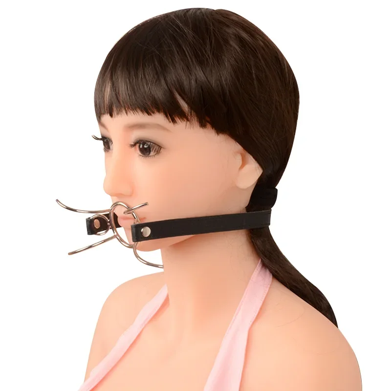 BDSM Stainless Steel Ring Ball Gags Breathable Mouth Gag Fetish Lock for women men Leather Oral Fixation Flirting Sex Toys thumbnail 2